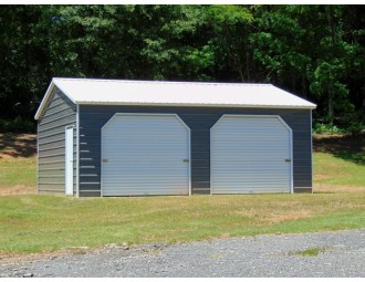 Side Entry Metal Garage | Vertical Roof | 20W x 26L x 9H |  2-Bay
